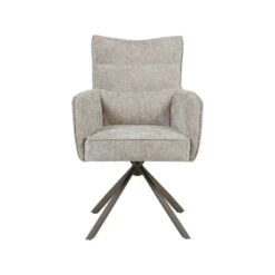 Dubai Eetkamerstoel Naturel met Bronze poot