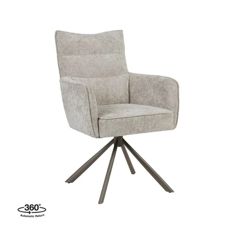 Dubai Eetkamerstoel Naturel met Bronze poot