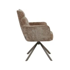 Dubai Eetkamerstoel Taupe met Bronze poot