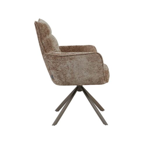Dubai Eetkamerstoel Taupe met Bronze poot