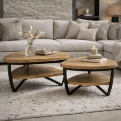 Emmy Salontafel L driehoek Naturel mangohout 90cm