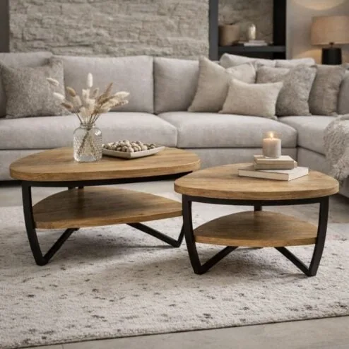 Emmy Salontafel S driehoek Naturel mangohout 70cm