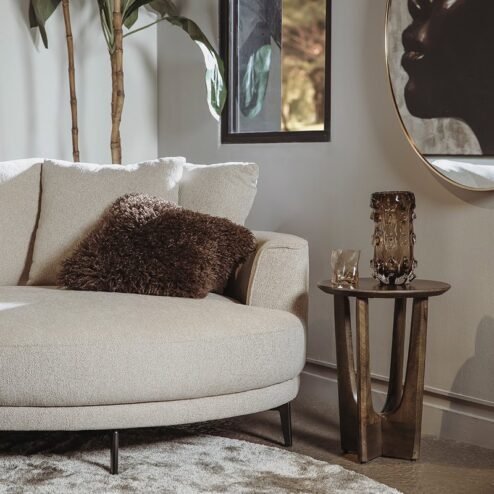 Fermo Bijzettafel rond mangohout olijfbruin 40cm