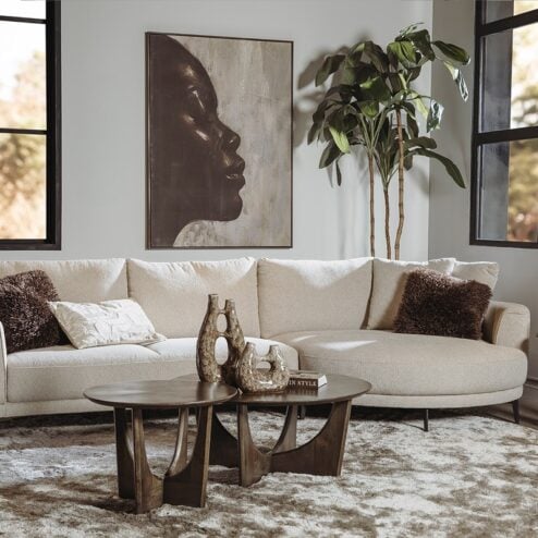 Fermo Salontafel rond mangohout olijfbruin 90cm