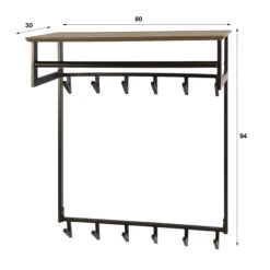 Gustavo-Kapstok-Hoog-12-haken-Bruin-80cm-9