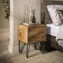 Jasmina Nachtkastje 2 lades Mangohout 40cm