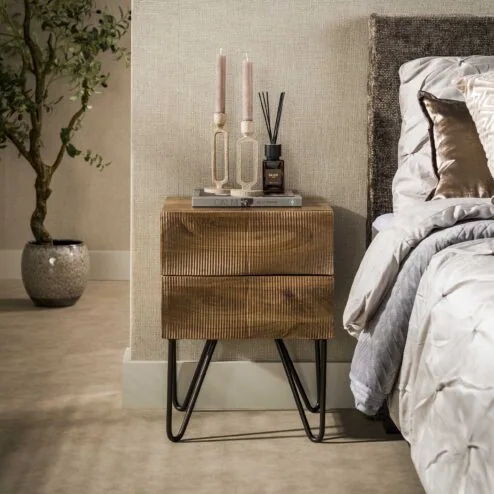 Jasmina Nachtkastje 2 lades Mangohout 40cm