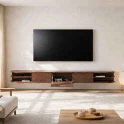 Luca zwevend Tv meubel Walnoot 250 cm