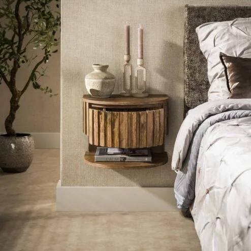 Malibu Nachtkastje met plankje Zwevend Mangohout 40cm