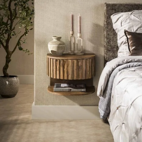 Malibu Nachtkastje met plankje Zwevend Mangohout 40cm