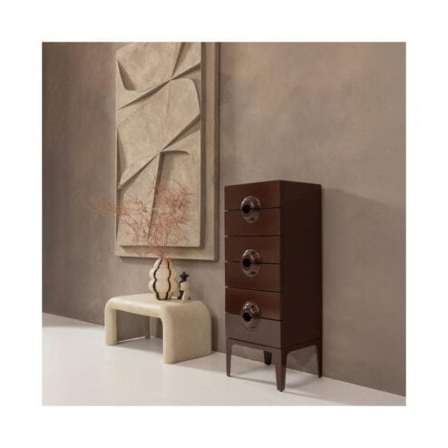 Merge Ladekast 6 Lades Eucalyptushout Bruin/Rood 44cm