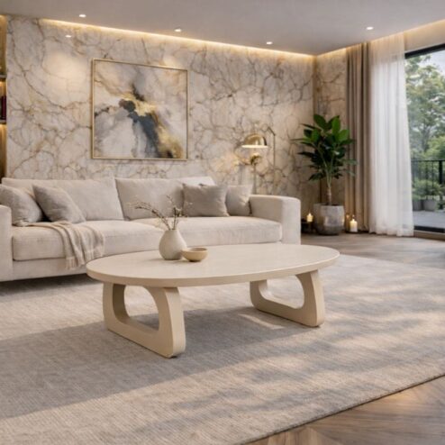 Mike Salontafel ovaal Beige mangohout 110cm