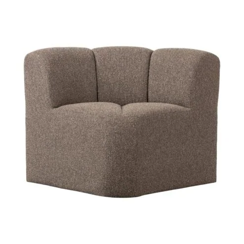 Mojo Eetkamerbank Hoek Met Rugleuning Bouclé Bruin Melange