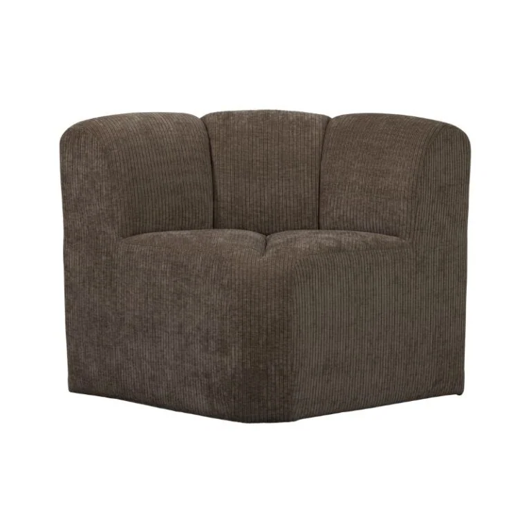 Mojo Eetkamerbank Hoek Met Rugleuning Ribstof Bruin