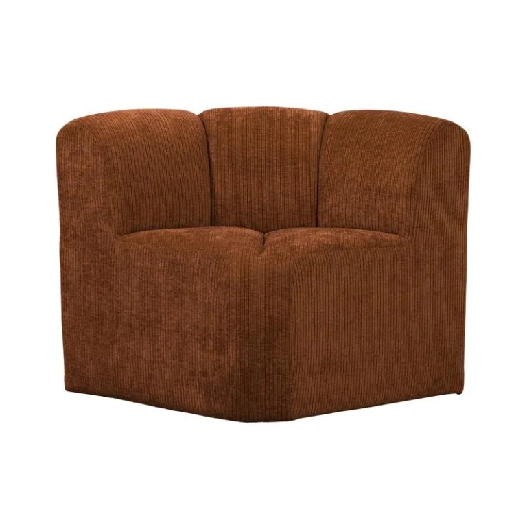 Mojo Eetkamerbank Hoek Met Rugleuning Ribstof Roestbruin