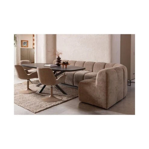 Mojo Eetkamerbank Met Rugleuning Ribstof Donkerzand 84cm