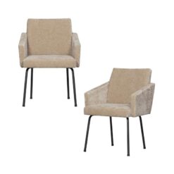 Mount Eetkamerstoel Met Armleuning Chenille Zand