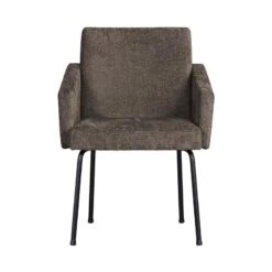 Mount Eetkamerstoel Met Armleuning Grof Geweven Grijs/Bruin