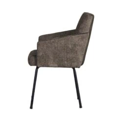 Mount Eetkamerstoel Met Armleuning Grof Geweven Grijs/Bruin