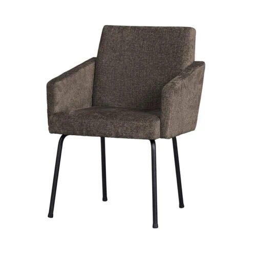Mount Eetkamerstoel Met Armleuning Grof Geweven Grijs/Bruin