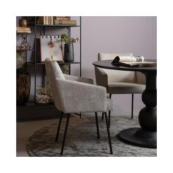 Mount Eetkamerstoel Met Armleuning Grof Geweven Stof Naturel