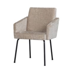 Mount Eetkamerstoel Met Armleuning Grof Geweven Stof Naturel