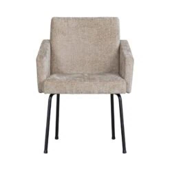 Mount Eetkamerstoel Met Armleuning Grof Geweven Stof Naturel