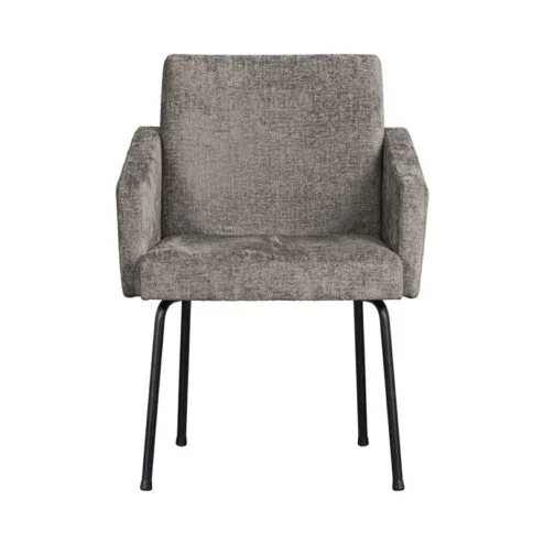 Mount Eetkamerstoel Met Armleuning Grof Geweven Stof Taupe