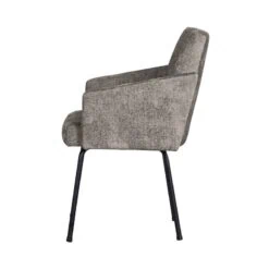 Mount Eetkamerstoel Met Armleuning Grof Geweven Stof Taupe