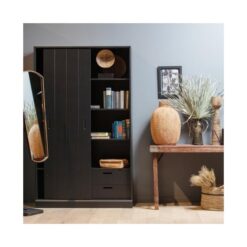 Move Schuifdeurkast Dennenhout Matzwart 120cm