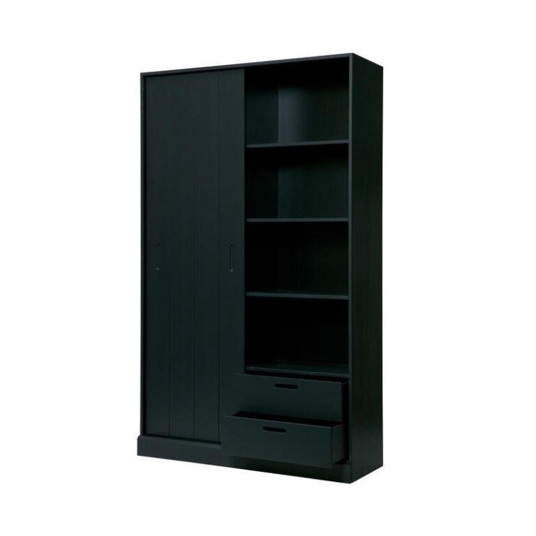 Move Schuifdeurkast Dennenhout Matzwart 120cm