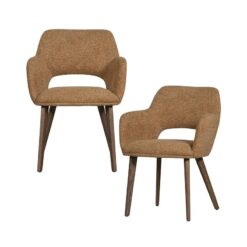 Murat Eetkamerstoel Geel Met Houten Poot Bruin