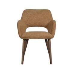 Murat Eetkamerstoel Geel Met Houten Poot Bruin