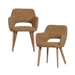 Murat Eetkamerstoel Geel Met Houten Poot Naturel