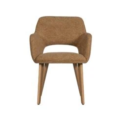 Murat Eetkamerstoel Geel Met Houten Poot Naturel