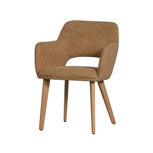 Murat Eetkamerstoel Geel Met Houten Poot Naturel