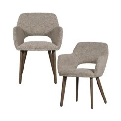 Murat Eetkamerstoel Naturel Met Houten Poot Bruin