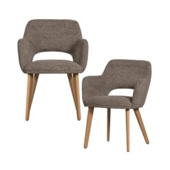 Murat Eetkamerstoel Taupe Met Houten Poot Naturel