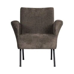Muse Fauteuil Grof Geweven Stof Grijs/Bruin