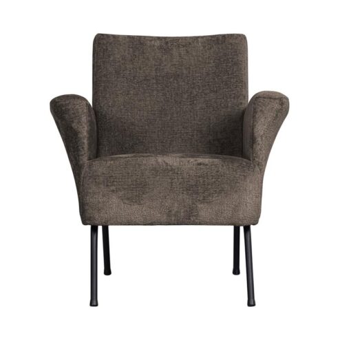 Muse Fauteuil Grof Geweven Stof Grijs/Bruin