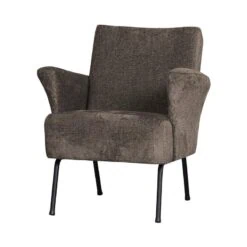 Muse Fauteuil Grof Geweven Stof Grijs/Bruin
