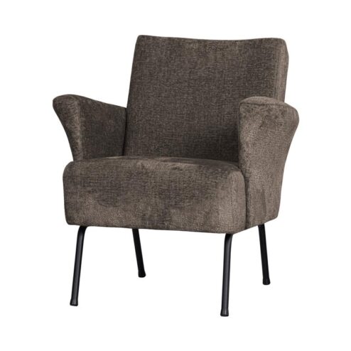 Muse Fauteuil Grof Geweven Stof Grijs/Bruin