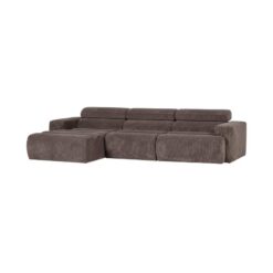 Novi Chaise Longue Bank Links Ribstof Grijsbruin