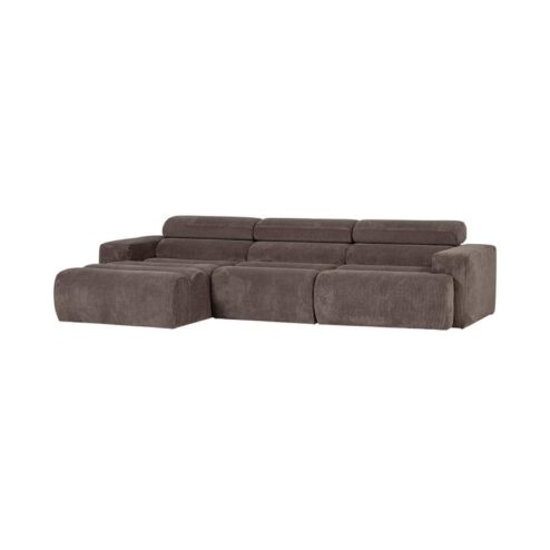 Novi Chaise Longue Bank Links Ribstof Grijsbruin