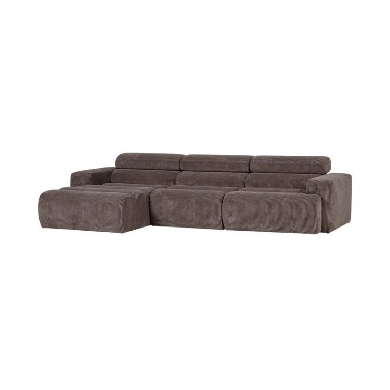 Novi Chaise Longue Bank Links Ribstof Grijsbruin