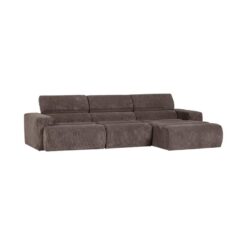 Novi Chaise Longue Bank Rechts Ribstof Grijsbruin