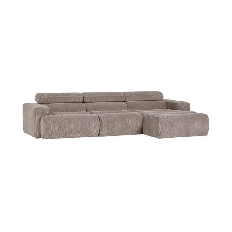 Novi Chaise Longue Bank Rechts Ribstof Zand