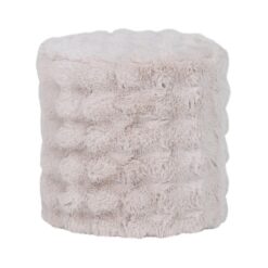 Olven Poef Hoog Fluffy Stof Naturel 46cm