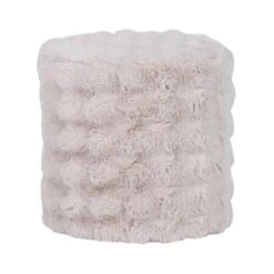 Olven Poef Hoog Fluffy Stof Naturel 46cm