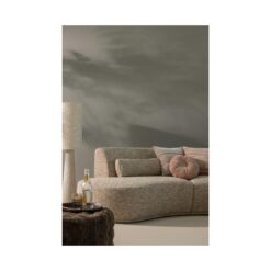 Olven Poef Laag Fluffy Stof Bruin 60cm